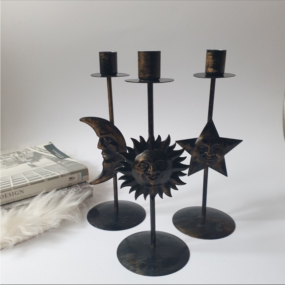 Vintage Celestial Set of 3 Candleholders - Picture 3 of 5